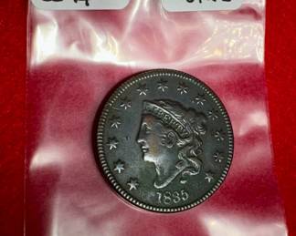 1835 US LARGE CENT. LARGE 8 AND LARGE STARS VARIETY