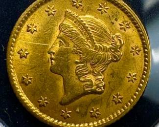 1853 UNITED STATES LIBERTY HEAD GOLD $1 PIECE