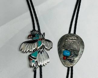 ZUNI NAVAJO EAGLE MOTIFF BOLO TIES