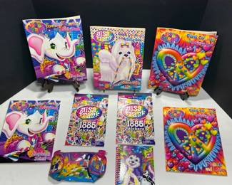 LISA FRANK COLLECTIBLE STICKERS, COLORING BOOKS AND PATENT LEATHER CASE
