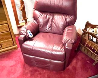Small full leather power recliner