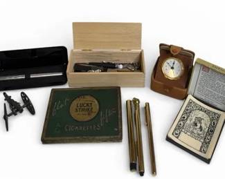 Vintage Curios Lucky Strike Tin Tombow Pen and More