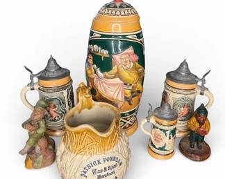 Vintage German Beer Stein and Pitcher Collectible Lot