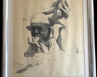 Vintage 1981 Original Pen Ink Figurative Sketch by Gartland