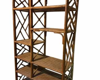 Large Vintage Rattan Shelf