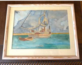 Framed Michael Gartland Watercolor After Winslow Homer