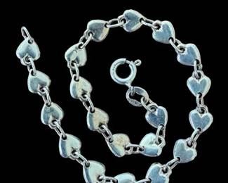 Sterling Silver 925 Heart Link Bracelet