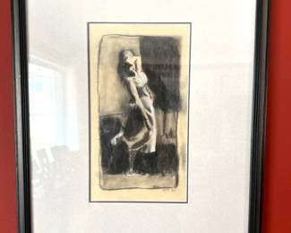 Michael Gartland Signed 1989 Original Charcoal Figurative Sketch