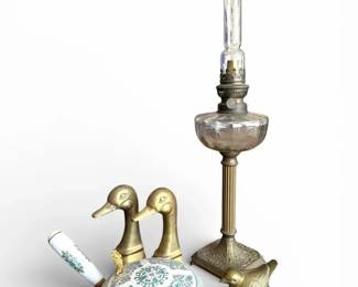Vintage KosmosBrenner Lamp, Asco Porcelain, and Brass Decor Collection