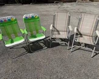 Set of Four Vintage Aluminum Folding Lawn Chairs