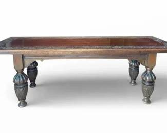 Ornate Carved Wood Console Table with Scalloped Legs