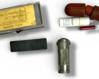 Vintage Survival Field Gear Lot Marbles, Buck Knives,  Snake Bite Kit