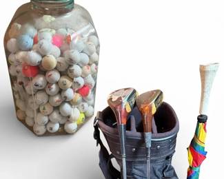 Vintage Golf Lot with Large Jar of Balls