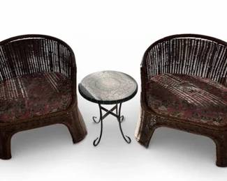 Project Pair of Vintage Floral High Back Armchairs