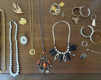 Vintage Crown Trifari Bird Brooch and Napier Jewelry Collection with SLUH Alumni Pins