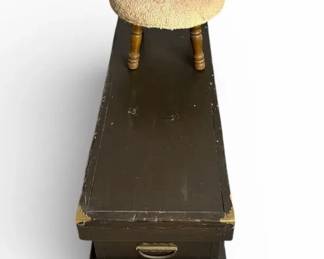 Vintage Storage Chest and Floral Needlepoint Stool