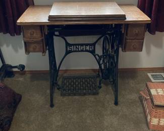 Singer Sewing Machine and Table with Cast Iron Base