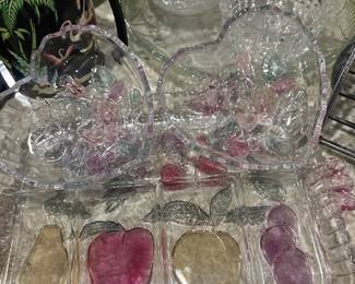 Indiana Glass Rainbow Mist Fruit Pattern 5-part Divided Tray