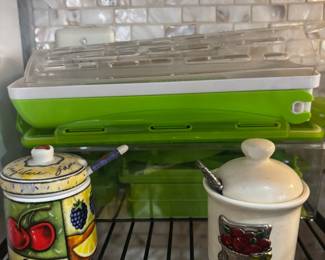 Mandoline Slicer Set, MSC Ceramic Jam Pot, Ganz Condiment Jam Pot