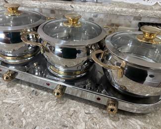 Cuisine Cookware Command Performance Gold Triple Burner Electric Buffet Range