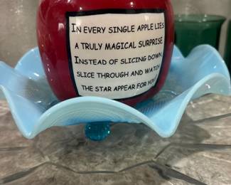 Ceramic Apple Cookie Jar with Inspiring Quote