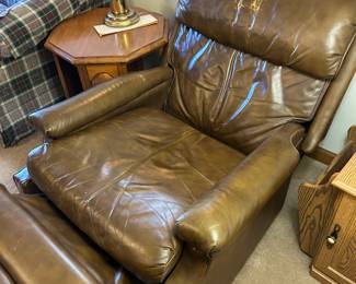 #23	Camel Leather Recliner (as is  finish) w/continuous seat 	 $35.00 