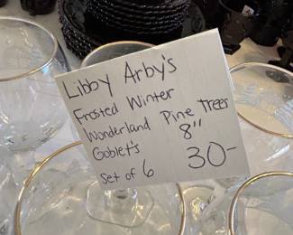 #92	Libby Arby "Frosted Winter Wonder Pine Tree Goblets" - set of 6	 $30.00  #93	Libby Arby "Frosted Winter Wonder Pine Tree Goblets" - set of 6	 $30.00  #94	Libby Arby "Frosted Winter Wonder Pine Tree Goblets" - set of 6	 $30.00  #95	Libby Arby "Frosted Winter Wonder Pine Tree Goblets" - set of 6	 $30.00  #96	Libby Arby "Frosted Winter Wonder Pine Tree Goblets" - set of 6	 $30.00  #97	Libby Arby "Frosted Winter Wonder Pine Tree Goblets" - set of 6	 $30.00  #98	Libby Arby "Frosted Winter Wonder Pine Tree Goblets" - set of 6	 $30.00 