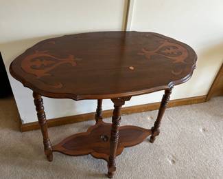 #39	Wood Engravel oval End Table - 34x20x28	 $75.00 