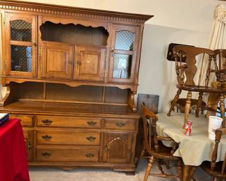 #18	cabinet LR	Hewood Wakefield China Cabinet w/5 Drawers & 6 doors w/1 shelf (each side) - Not lighted - 2 pieces - 68x20x31-78	 $475.00 			