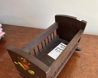 #91	Hand-Made Wood Doll Cradle w/Hand-Painting on Back	 $25.00 