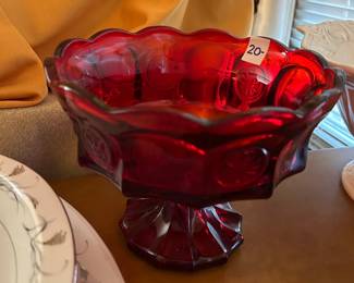 #177	Fostoria Ruby Red Coin Compote Dish	 $20.00 