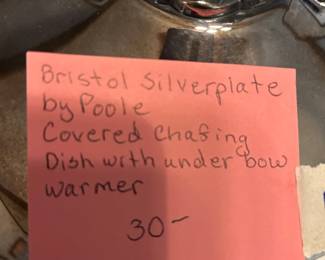 #162	Bristol Silverplate Covered Chafing Dish	 $30.00 