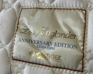 #4	Queen Size Bedframe Mid-Century Style w/Lady Englander Extra Firm Mattress/Boxsprings 	 $175.00 