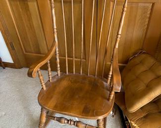 #44	wood Rocking Chair (has cushions) w/spindle Back	 $45.00 