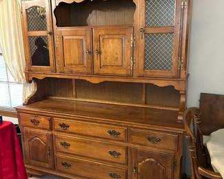 #18	Hewood Wakefield China Cabinet w/5 Drawers & 6 doors w/1 shelf (each side) - Not lighted - 2 pieces - 68x20x31-78	 $475.00 