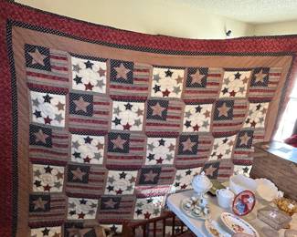 #110	Red White and blue (Quilt of Valor) w/2 pillow Shams  - 8' x 92"	 $75.00 