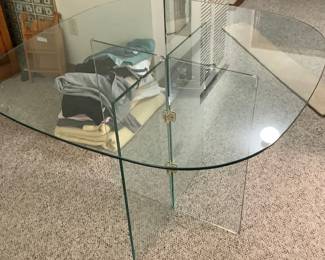 All glass table. 