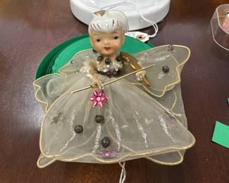 Vintage Holt Howard Angel Fairy Godmother Tulle Dress Christmas Ornament Topper