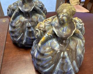 ANTIQUE McDONALD ROOKWOOD SOUTHERN LADY BELL DRESS ART STATUE SCULPTURE BOOKENDS
