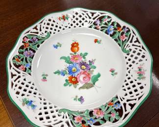 Dresden Line-Bouquet ~ Pierced Luncheon Plate ~ 9½ inches ~ Bavaria Schumann