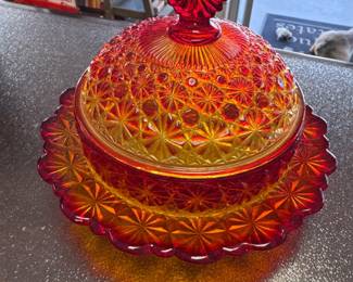 Daisy and Button Amberina by L G WRIGHT GLASS