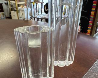 CJR Claus Josef Riedel Vintage Signed Candlesticks Pair Taper Column