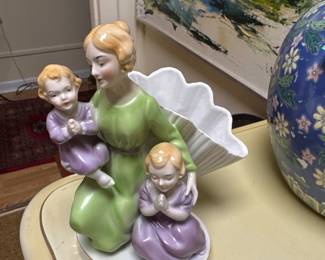 Antique German Spill Vase Mother and Children #4975 Excellent Condition 