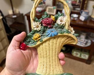 John Wright Cast Iron Flower Basket Door Stop, 10 1/4"
