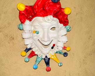 Perseo Pottery Italian Ceramic Jester Mask Wall Decor