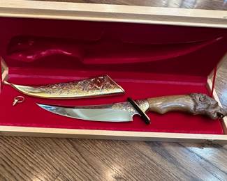 Ornate Islamic Harem Dagger with Scabbard and Wooden Case