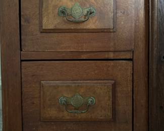 Small Antique Carrara Marble-Topped Cabinet. Measures 28" W x 14" D x 26" H. Photo 4 of 4.