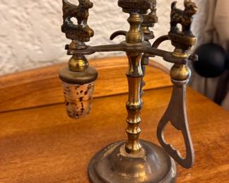 Scottish Terrier Brass Bar Set -- Bottle Opener, Cork Bottle Stopper & Corkscrew.