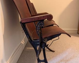 Vintage Roosevelt Theatre 3-Seat Theater Bench. Seats Have Hat Racks. Measures 64" W. Photo 4 of 4.