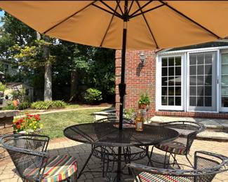 Wrought Iron 5-Piece Patio Set & Umbrella. Photo 2 of 2.